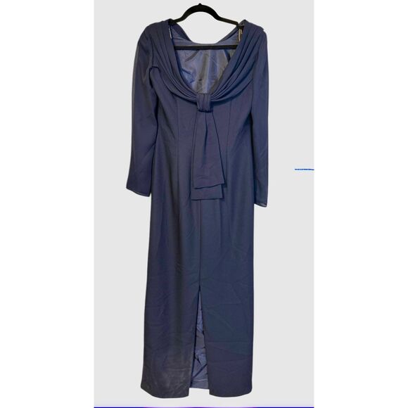 Harbor Nites Midnight Blue Formal Dress Drape Back Sz. 6 Occasion - Picture 2 of 7